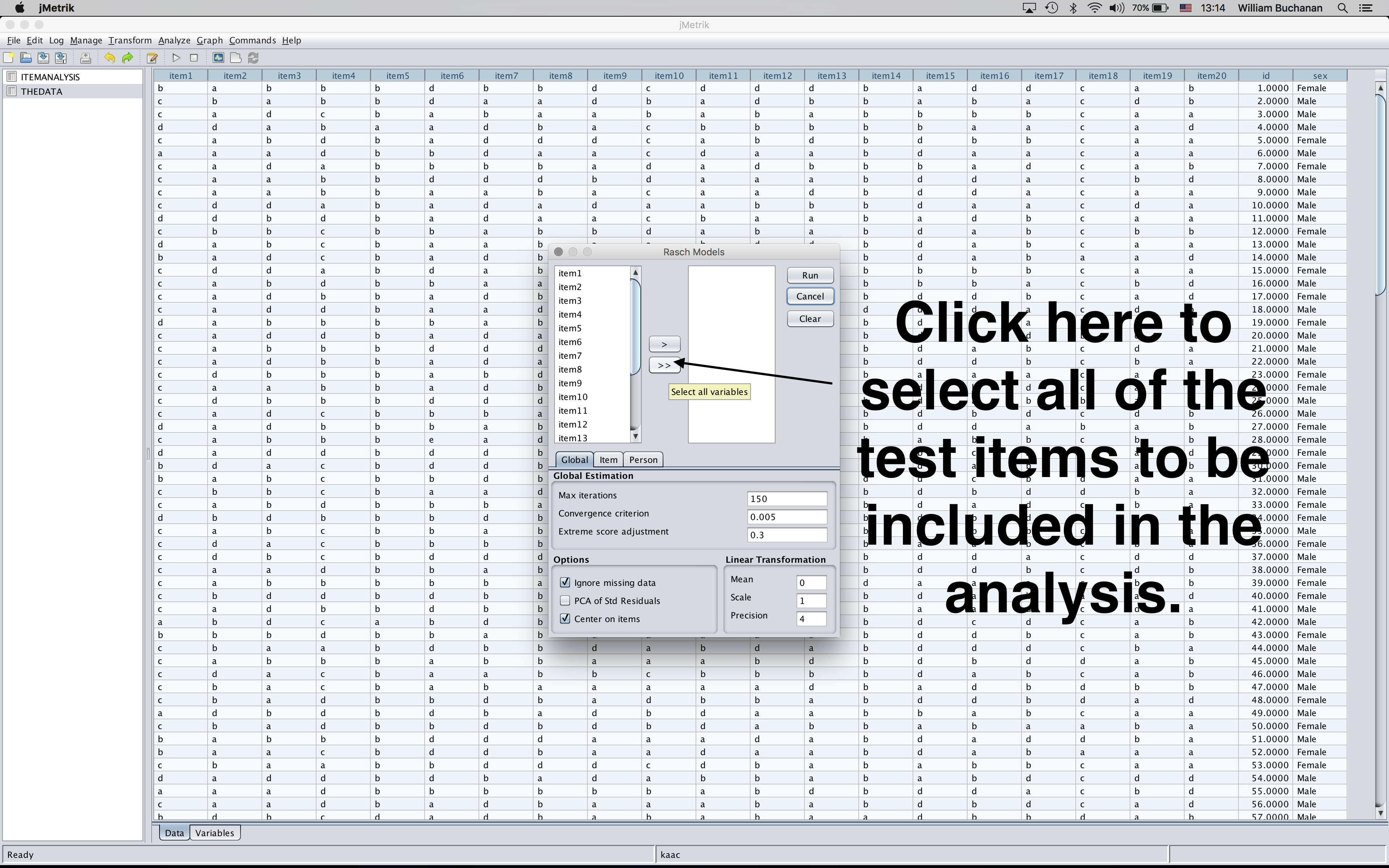 Shows how to select all items in bulk