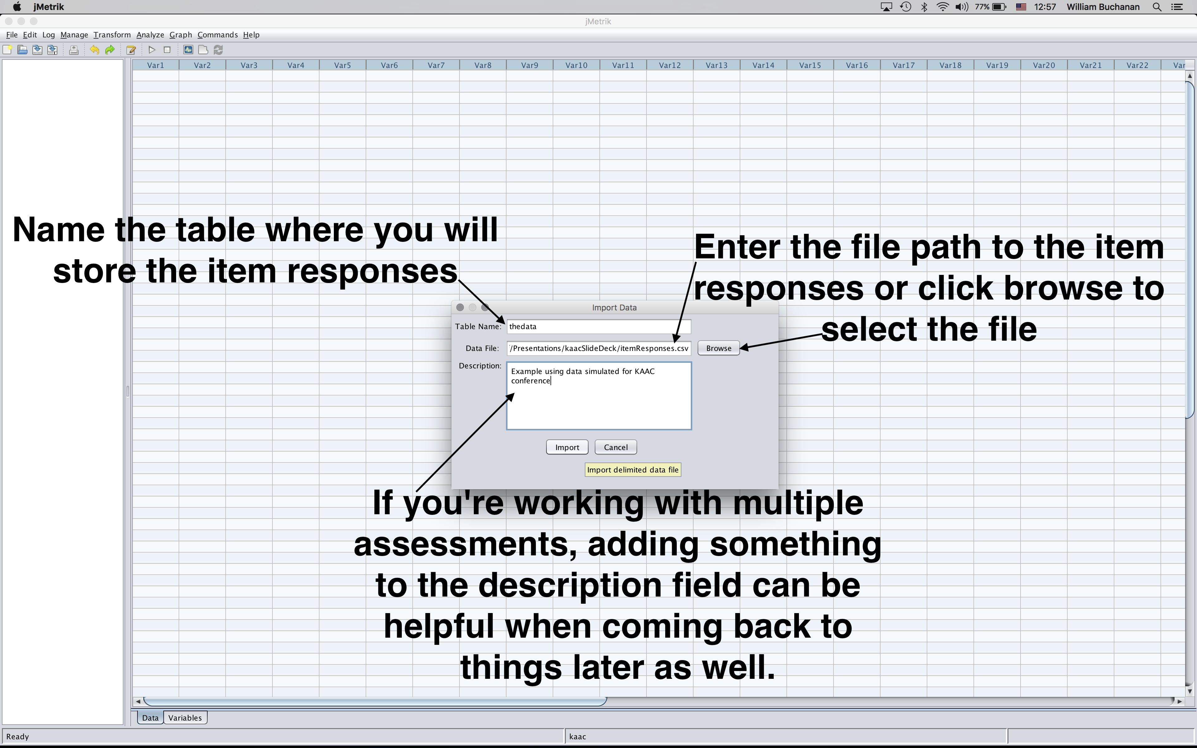 Shows the dialog used to select the file to import